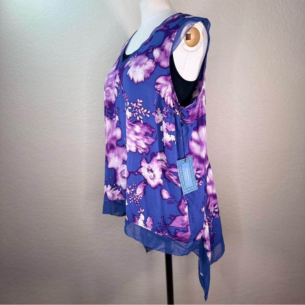 New NWT Simply Vera Wang Flowering Desert High Low Sleeveless Blouse Size XL